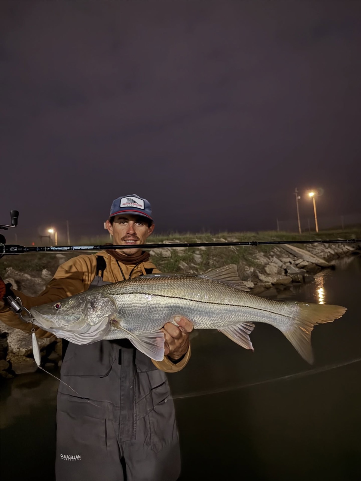 Snook caught at night by the jetty